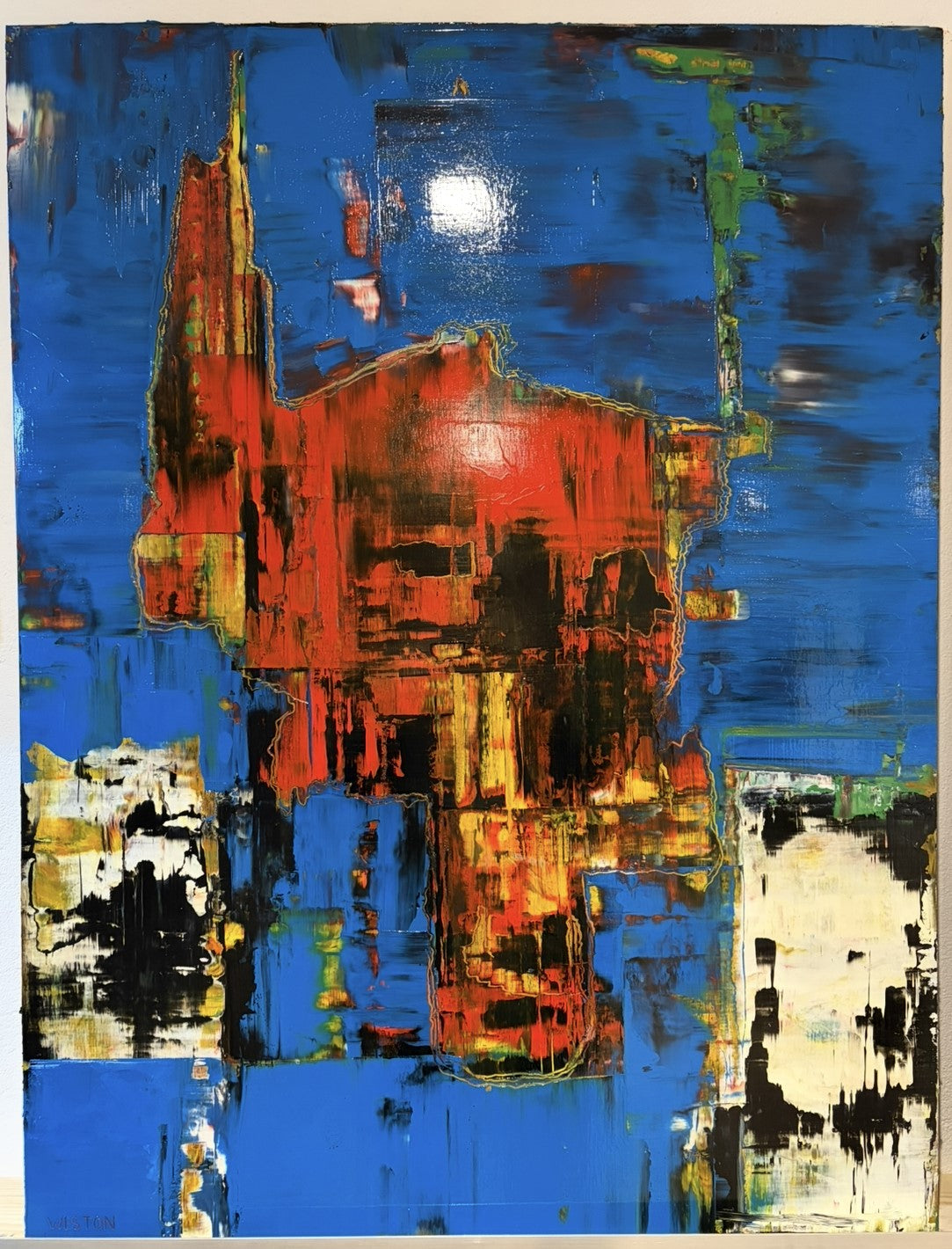 'LONE WOLF ' OIL ON BOARD 83 x 65 cm Original Art Work