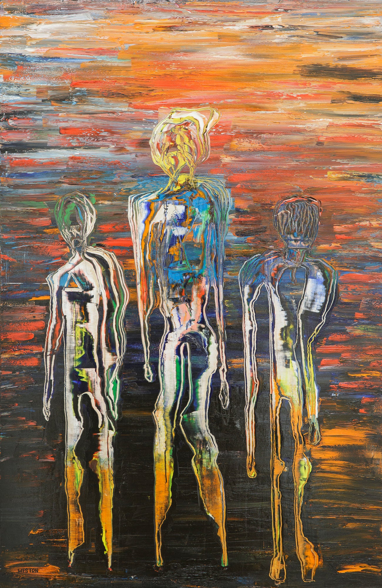 'THE EVIL THAT MEN DO' OIL ON BOARD 123/80 CM ORIGINAL ARTWORK