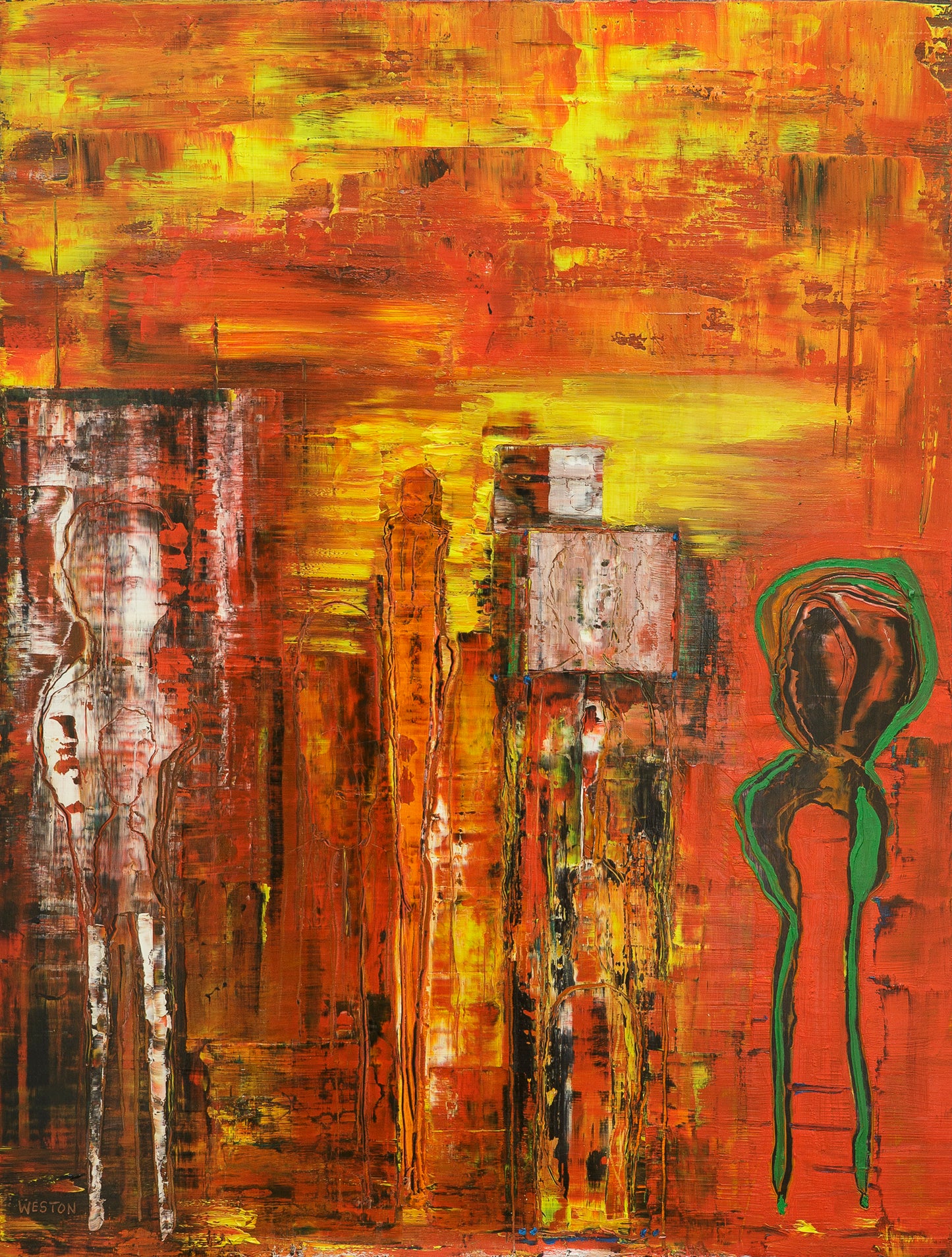 'THE TALKING HEADS' OIL ON BOARD 83 x 65 cm Original Art Work